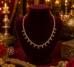 Belliza Jewells Ruby Drop Gold Necklace