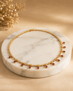 Belliza Jewells Ruby Drop Gold Necklace
