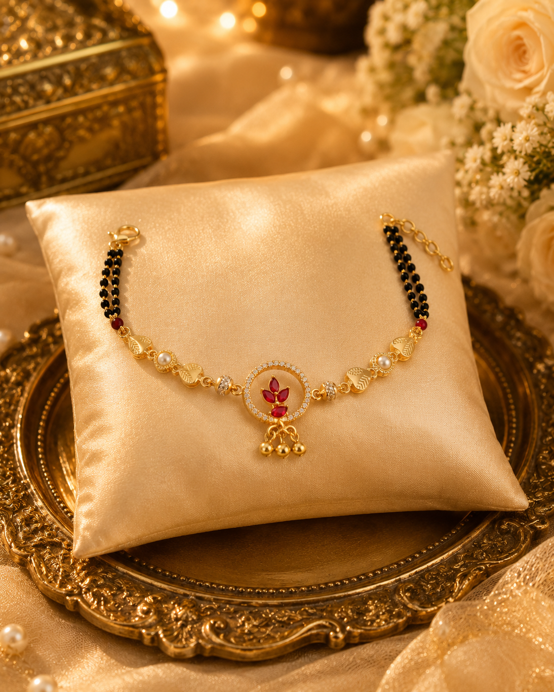 Belliza Jewells Royal Ruby Charm Mangalsutra Bracelet