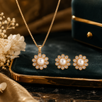 Pearl Blossom Rose Gold Pendant Set
