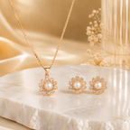 Pearl Blossom Rose Gold Pendant Set