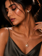 Pearl Halo Rose Gold Pendant Set