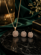 Radiant Square Rose Gold Pendant Set