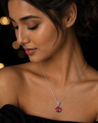 Ruby Spark Silver Pendant Necklace
