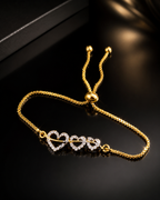Belliza Jewells Triple Heart Crystal Adjustable Bracelet