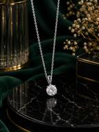 Classic Solitaire Silver Pendant Necklace