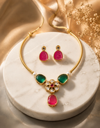 Belliza Jewells Royal Kundan Floral Necklace Set