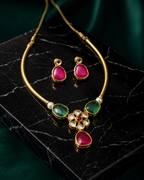 Belliza Jewells Royal Kundan Floral Necklace Set