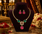 Belliza Jewells Royal Kundan Floral Necklace Set