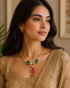 Belliza Jewells Royal Kundan Floral Necklace Set