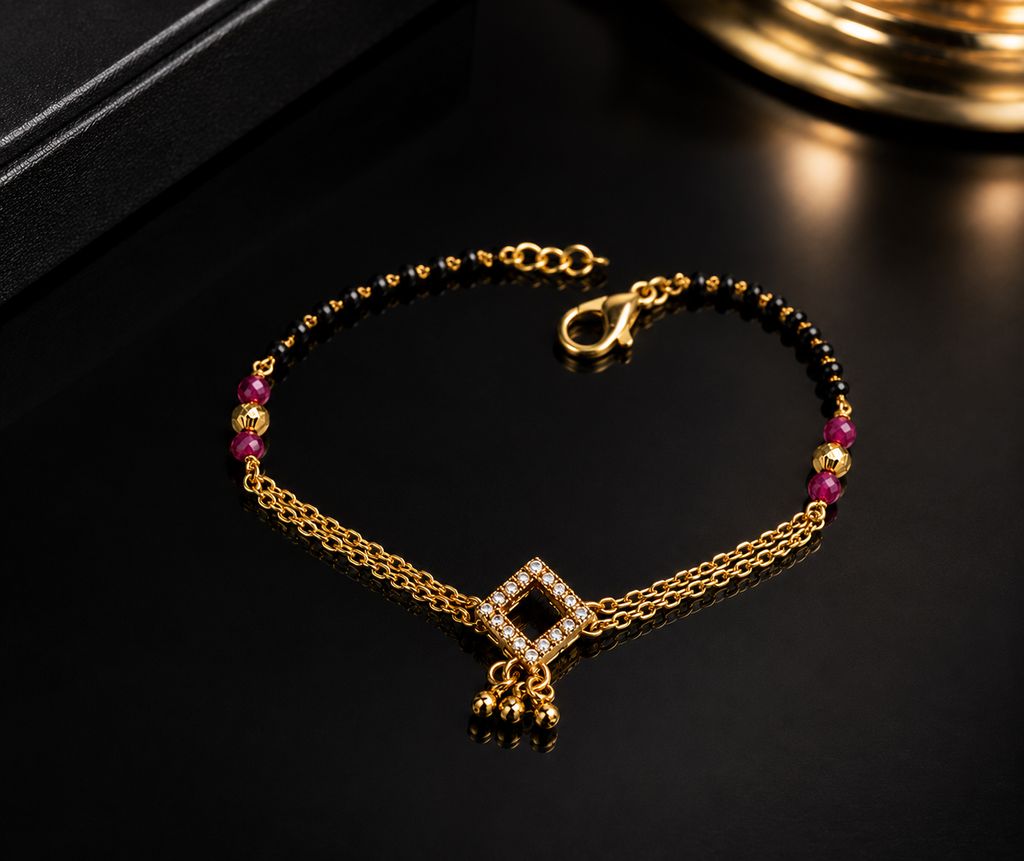 Belliza Jewells Crystal Charm Mangalsutra Bracelet