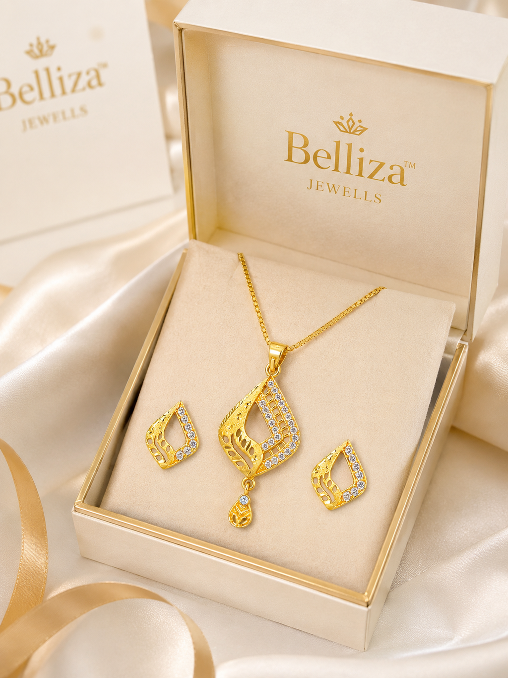 Belliza Jewells Elegant Gold Plated Pendant Set
