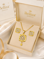 Belliza Jewells Royal Sparkle Gold Plated Pendant Set