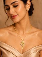 Belliza Jewells Geometric Elegance Gold Plated Pendant Set