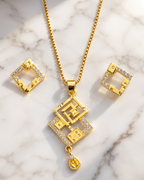 Belliza Jewells Geometric Elegance Gold Plated Pendant Set