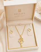 Belliza Jewells Geometric Elegance Gold Plated Pendant Set