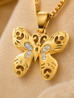 Belliza Jewells Golden Butterfly Crystal Pendant Necklace