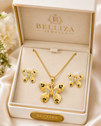 Belliza Jewells Golden Butterfly Crystal Pendant Necklace