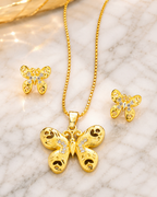 Belliza Jewells Golden Butterfly Crystal Pendant Necklace