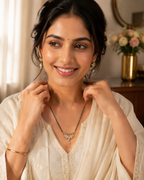 Belliza Jewells Floral Crystal Gold Plated Mangalsutra