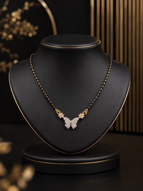 Belliza Jewells Butterfly Sparkle Gold Plated Mangalsutra