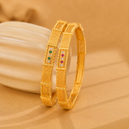 Belliza Jewels Gold Plated Stone Studded Designer Bangles Set
