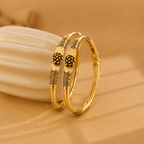 Belliza Jewels Gold Plated Floral Designer Bangles Set
