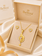 Belliza Jewells Heart Blossom Gold Plated Pendant Set