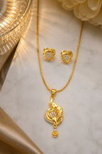 Belliza Jewells Heart Blossom Gold Plated Pendant Set