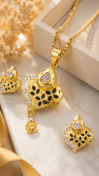 Belliza Jewells Golden Heart Grace Pendant Set
