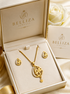Belliza Jewells Elegant Peacock Crystal Pendant Set