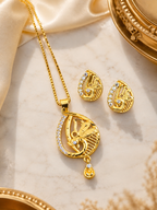 Belliza Jewells Elegant Peacock Crystal Pendant Set