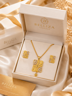 Belliza Jewells Floral Crystal Gold Plated Pendant Set