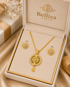 Belliza Jewells Radiant Crystal Circle Pendant Set