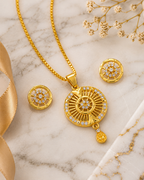 Belliza Jewells Radiant Crystal Circle Pendant Set