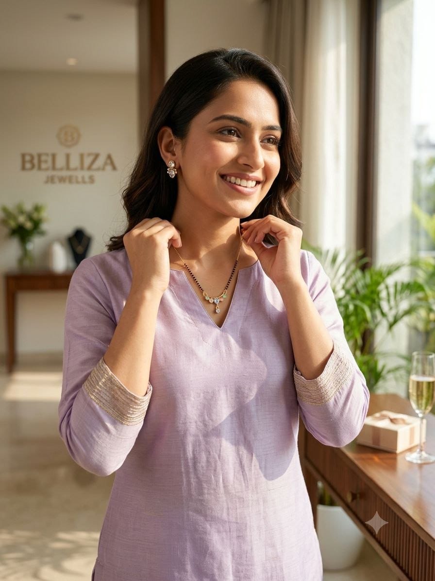 Belliza Jewells Multicolor Stone Gold Plated Mangalsutra