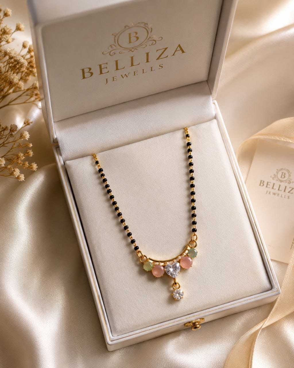 Belliza Jewells Multicolor Stone Gold Plated Mangalsutra
