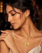 Belliza Jewells Floral Heart Gold Plated Pendant Set