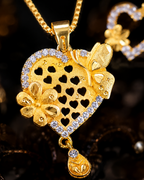 Belliza Jewells Floral Heart Gold Plated Pendant Set